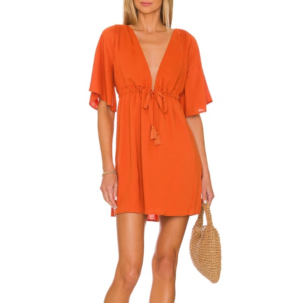 House of Harlow 1960 Lime Green Mini Boho deep V dress NEW- NWT